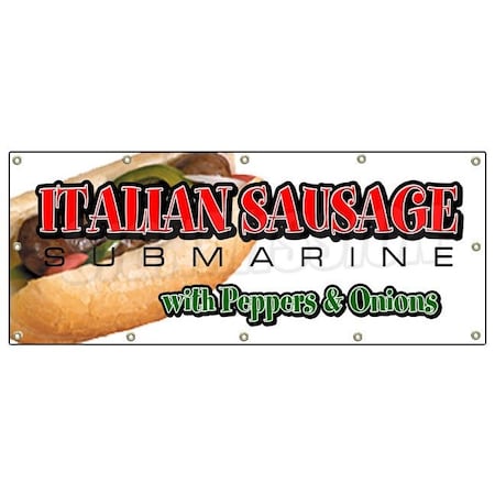 Signmission ITALIAN SAUSAGE SUB BANNER SIGN hero peppers signs grinder submarine B-120 Italian Sausage